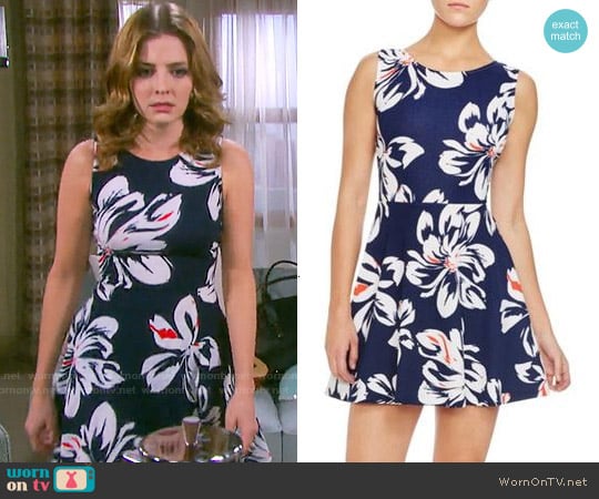 Aqua Big Floral Cross Back Dress worn by Theresa Donovan (Jen Lilley) on Days of our Lives