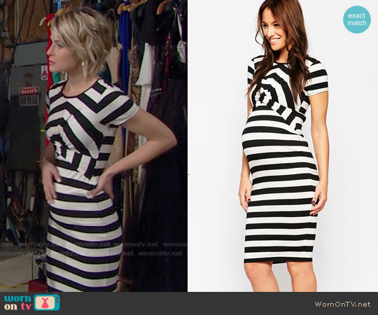 ASOS Maternity Body-Conscious Dress In Stripe With Cross Front worn by Caroline Spencer (Linsey Godfrey) on The Bold and the Beautiful