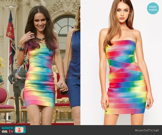 ASOS SCULPT Bandage Festival Rainbow Bandage Dress worn by Princess Eleanor (Alexandra Park) on The Royals