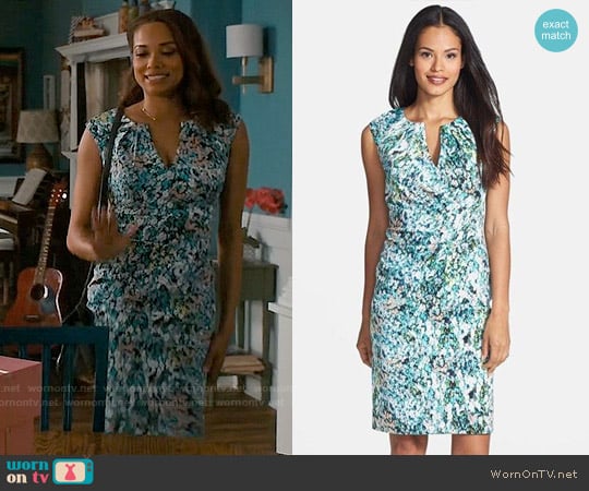 Adrianna Papell Surplice Floral Print Sheath Dress worn by April Malloy (Rochelle Aytes) on Mistresses