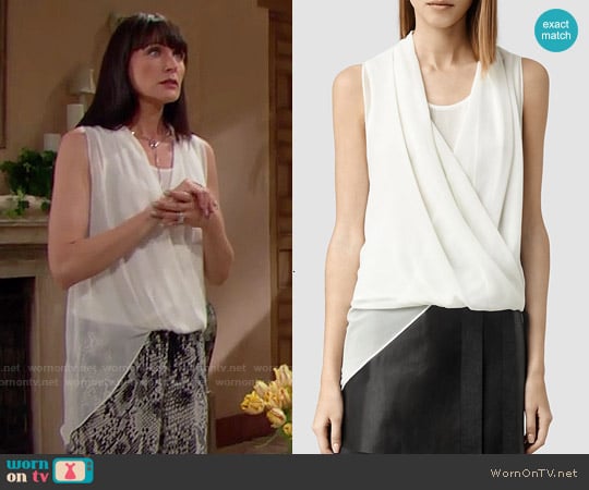 All Saints  'Abi' Top in Chalk worn by Quinn Fuller (Rena Sofer) on The Bold and the Beautiful