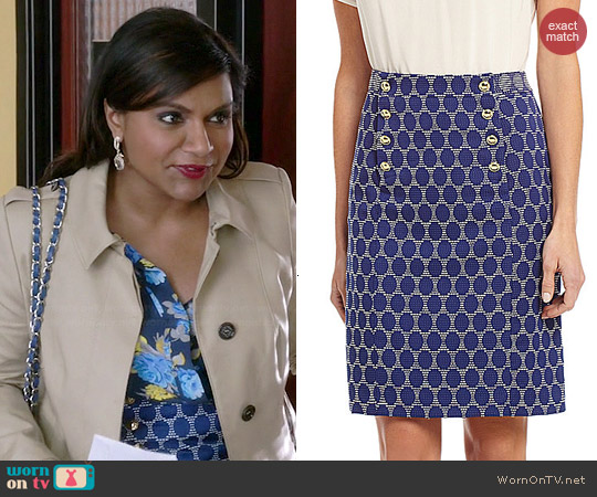 Antonio Melani Miranda Jacquard Skirt worn by Mindy Kaling on The Mindy Project