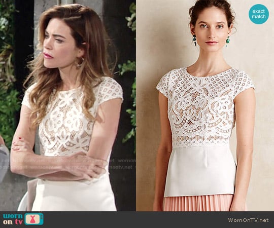 Bailey 44 Regatta Peplum Top worn by Victoria Newman (Amelia Heinle) on The Young and the Restless