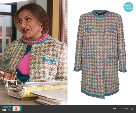 Boutique Moschino Long Tweed Jacket worn by Mindy Lahiri (Mindy Kaling) on The Mindy Project