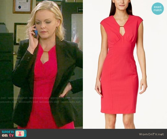 Calvin Klein Cap-Sleeve Keyhole Shift Dress worn by Belle Brady (Martha Madison) on Days of our Lives