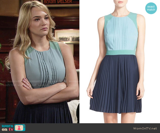 Chelsea28 Colorblock Pleat Fit & Flare Dress worn by Summer Newman (Hunter King) on The Young and the Restless