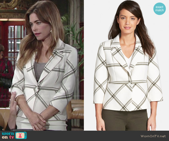 Classiques Entier Window Pane Check Jacket worn by Victoria Newman (Amelia Heinle) on The Young and the Restless