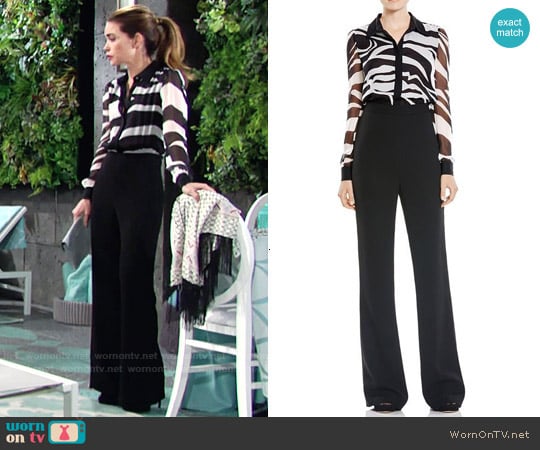 Diane von Furstenberg 'Mariah' Zebra Print Jumpsuit worn by Victoria Newman (Amelia Heinle) on The Young and the Restless