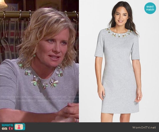 Eliza J Embellished Heathered Ponte Shift Dress worn by Kayla Brady (Mary Beth Evans) on Days of our Lives