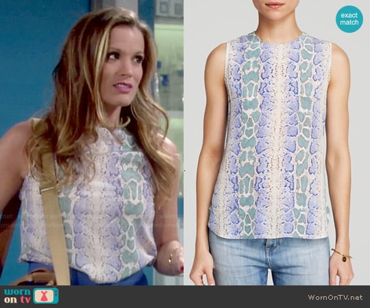 Equipment Lyle Top in Amporo Python Print worn by Chelsea Lawson (Melissa Claire Egan) on The Young and the Restless