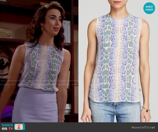 Equipment 'Lyle' Python Print Top in Amparo Blue Multi worn by Ivy Forrester (Ashleigh Brewer) on The Bold and the Beautiful