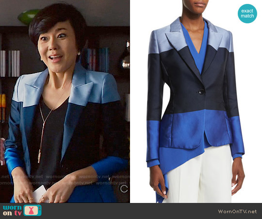 Escada One-Button Colorblock Jacket worn by Karen Rhodes (Yunjin Kim) on Mistresses