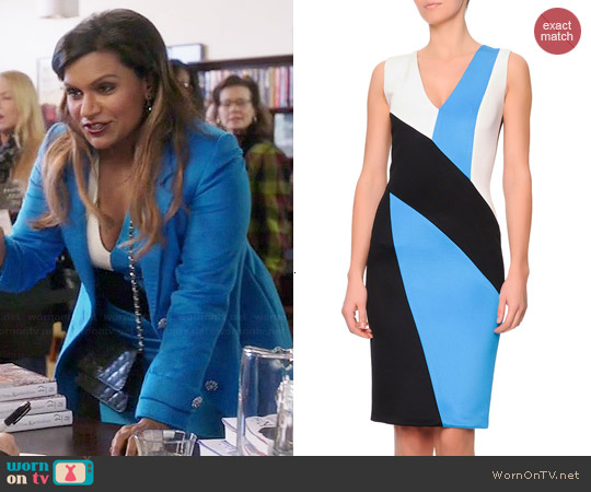 Fausto Puglisi  V-Neck Colorblock Punto Roma Dress worn by Mindy Lahiri (Mindy Kaling) on The Mindy Project