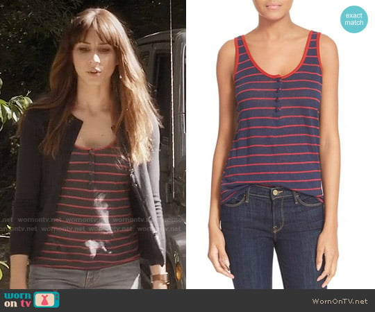 Frame 'Le Nautical' Henley Linen Tank worn by Spencer Hastings (Troian Bellisario) on Pretty Little Liars