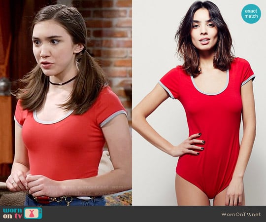 Free People Emmy Ringer Bodysuit worn by Riley Matthews (Rowan Blanchard) on Girl Meets World