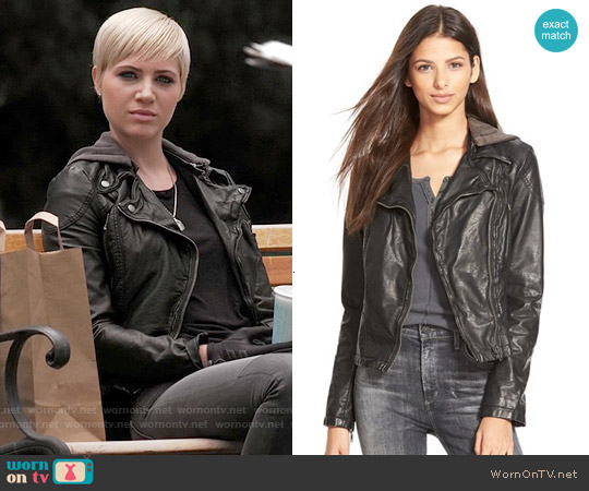 Free People Vegan Leather Hooded Moto Jacket worn by Sara Harvey (Dre Davis) on Pretty Little Liars