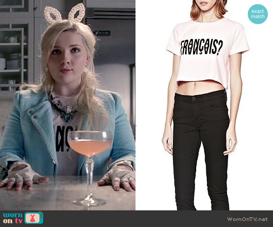 French Connection Francais Cropped T-Shirt worn by Chanel #5 (Abigail Breslin) on Scream Queens