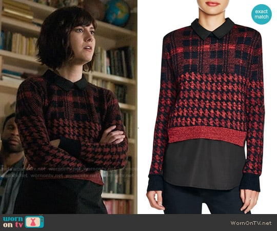 French Connection Layered Effect Printed Sweater worn by Laurel Healy (Mary Elizabeth Winstead) on BrainDead