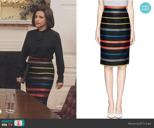 Givenchy Basket Weave Stripe Pencil Skirt worn by Selina Meyer (Julia Louis-Dreyfus) on Veep