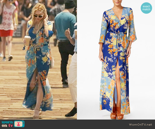 Guess Constanze Printed Bell-Sleeve Maxi Dress worn by Kate Davis (Tabrett Bethell) on Mistresses