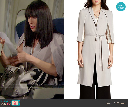 Halston Heritage Cape Trench Coat worn by Quinn Fuller (Rena Sofer) on The Bold and the Beautiful