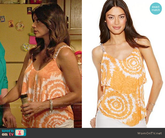 INC International Concepts Embellished Tie-Dye Tank Top worn by Xiomara Villanueva (Andrea Navedo) on Jane the Virgin