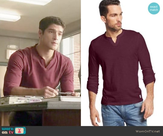 INC International Concepts Modicum Split-Neck T-Shirt worn by Scott McCall (Tyler Posey) on Teen Wolf