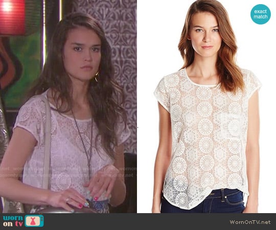 Joie 'Dalliance' Geometric Mesh Blouse by worn by Paige Larson (True O'Brien) on Days of our Lives