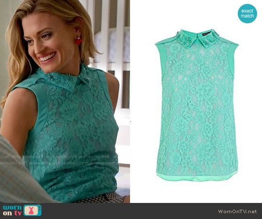 Karen Millen Top with Hand Embellished Collar worn by Paige Collins (Brooke D'Orsay) on Royal Pains