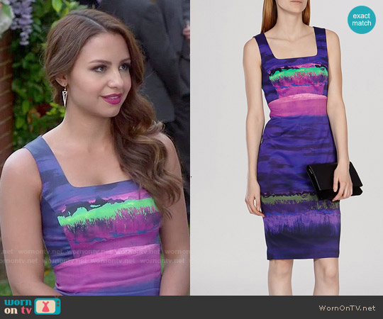 Karen Millen Painterly Stripe Signature Stretch Dress worn by Sofia Rodriguez (Aimee Carrero) on Young and Hungry