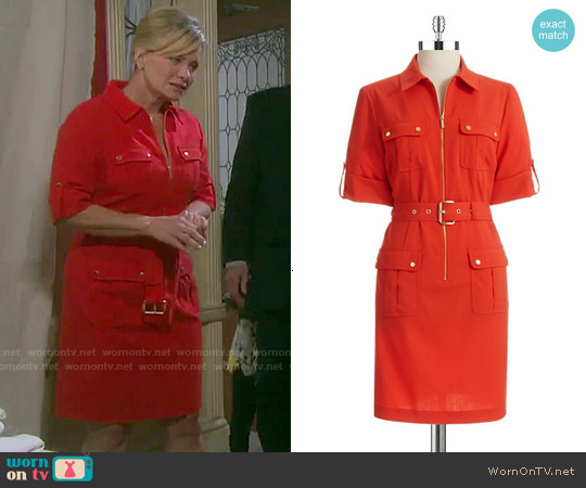 MICHAEL Michael Kors Belted Roll Sleeve Dress worn by Kayla Brady (Mary Beth Evans) on Days of our Lives