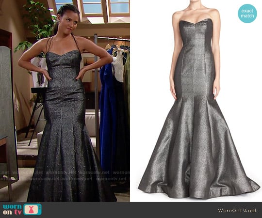 ML Monique Lhuillier Strapless Metallic Mermaid Gown worn by Sasha Avant (Felisha Cooper) on The Bold and the Beautiful