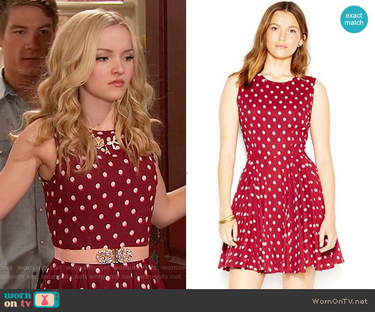 Maison Jules Fit & Flare Polka-Dot Dress in Tile Red Combo worn by Liv Rooney (Dove Cameron) on Liv and Maddie