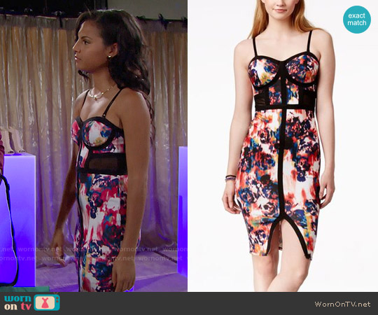 Material Girl Printed Illusion Bodycon Dress worn by Sasha Avant (Felisha Cooper) on The Bold and the Beautiful