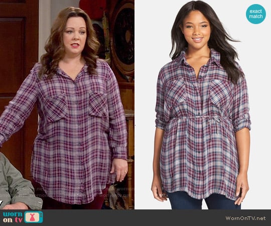 Melissa McCarthy Seven7 Belted Plaid Tunic worn by Molly Flynn (Melissa McCarthy) on Mike & Molly