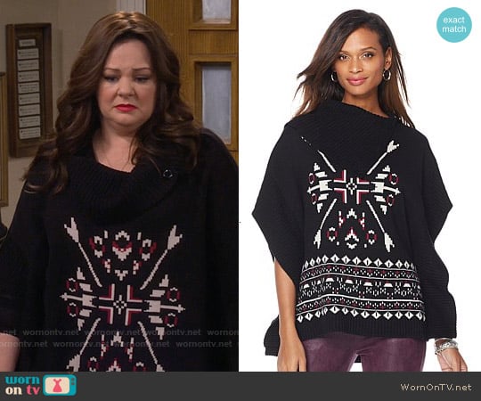 Melissa McCarthy Seven7 Snowflake Sweater Poncho worn by Molly Flynn (Melissa McCarthy) on Mike & Molly