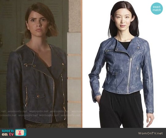 Members Only Washed Faux Leather Jacket worn by Malia Tate (Shelley Hennig) on Teen Wolf