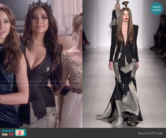 Michael Costello Fall 2015 Gown worn by Emily Fields (Shay Mitchell) on Pretty Little Liars