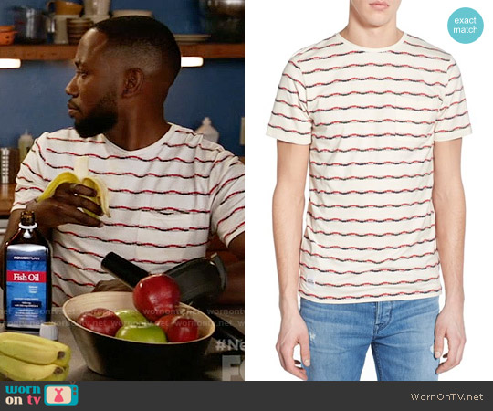 Native Youth Jacquard Stripe Pocket Crewneck T-Shirt worn by Winston Bishop (Lamorne Morris) on New Girl