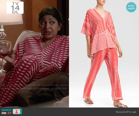 Natori Portofino Tunic PJ in Guava worn by Patti (Punam Patel) on Kevin from Work