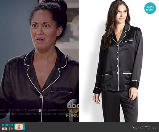 Olivia von Halle Silk Satin Pajamas worn by Rainbow Johnson (Tracee Ellis Ross) on Black-ish