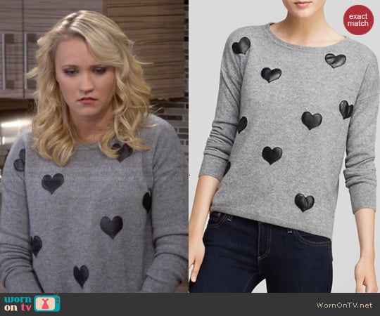 Quotation Leather Heart Cashmere Sweater worn by Gabi Diamond (Emily Osment) on Young and Hungry