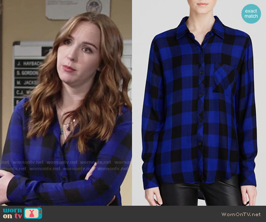 Rails Hunter Check Shirt in Black/Cobalt Check worn by Mariah Copeland (Camryn Grimes) on The Young and the Restless