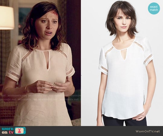 Rebecca Taylor Ladder Stitch Textured Silk Top worn by Peyton Charles (Aly Michalka) on iZombie