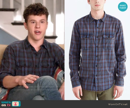 Salt Valley Acid Washed Plaid Button-Down Workshirt worn by Luke Dunphy (Nolan Gould) on Modern Family