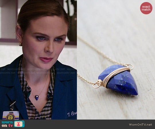 SaressaDesigns Lapis Lazuli Triangle Necklace worn by Temperance 'Bones' Brennan (Emily Deschanel) on Bones