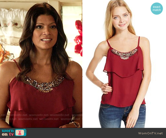 Stoosh Juniors Embellished Popover Tank Top worn by Xiomara Villanueva (Andrea Navedo) on Jane the Virgin