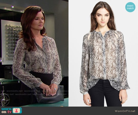 Tamara Mellon Cutout Detail Silk Georgette Peasant Blouse worn by Katie Logan (Heather Tom) on The Bold and the Beautiful