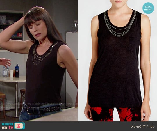 The Kooples Chain-Link Neck Tank worn by Quinn Fuller (Rena Sofer) on The Bold and the Beautiful