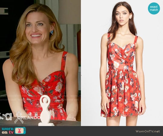 The Kooples Floral Print Chiffon Fit & Flare Dress worn by Paige Collins (Brooke D'Orsay) on Royal Pains